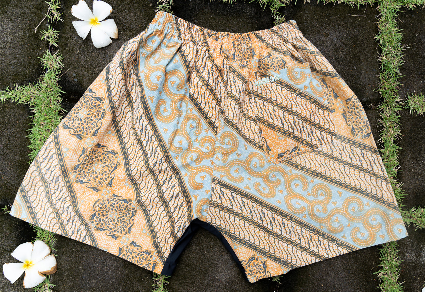 Batik Short M30 Teal Parang