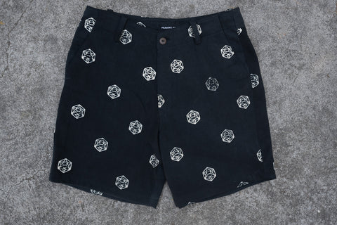 Medium- Biru Laut Dodecahedron Batik Denim Shorts