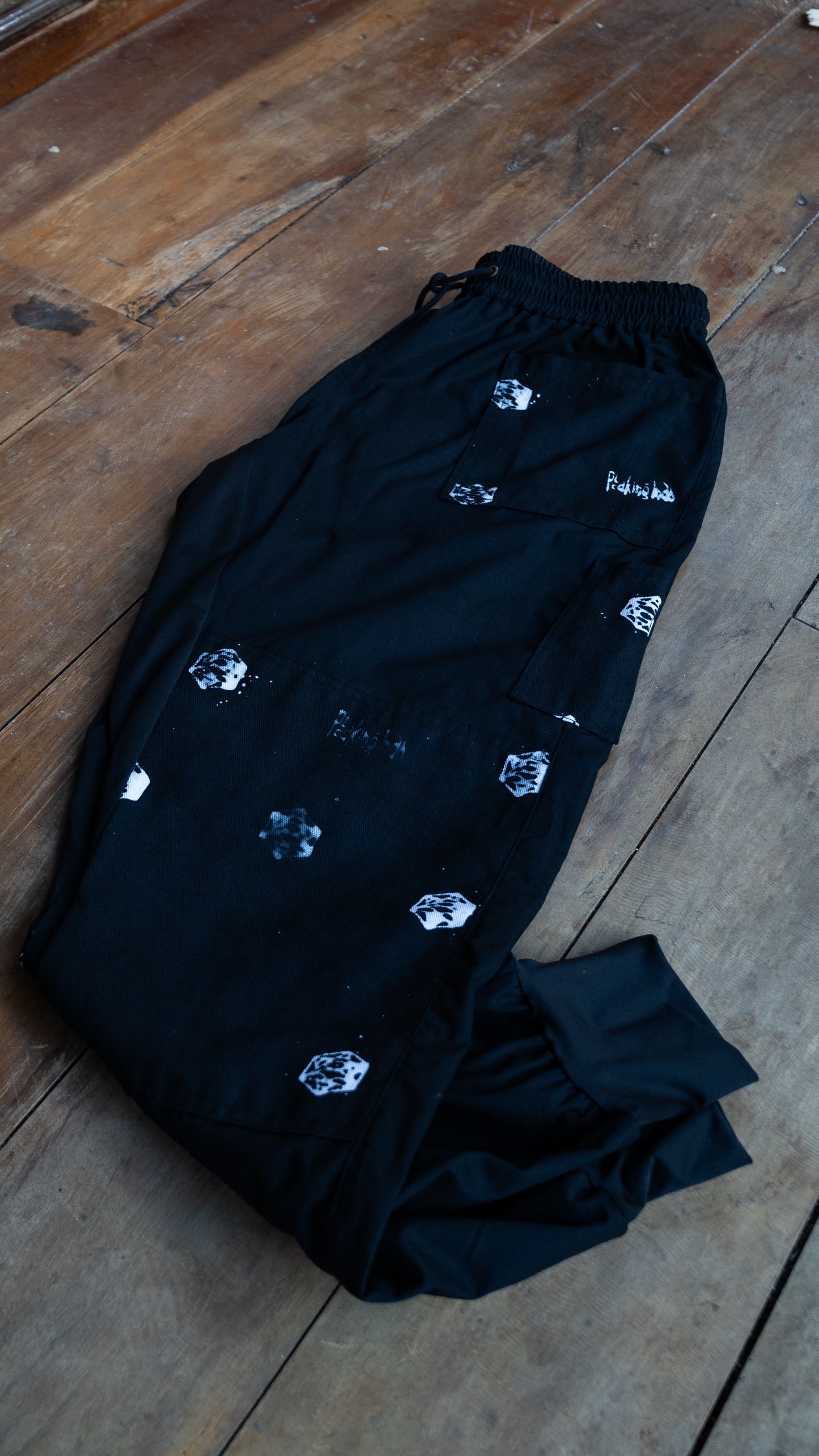 M-L Black abstract dodecahedron batik