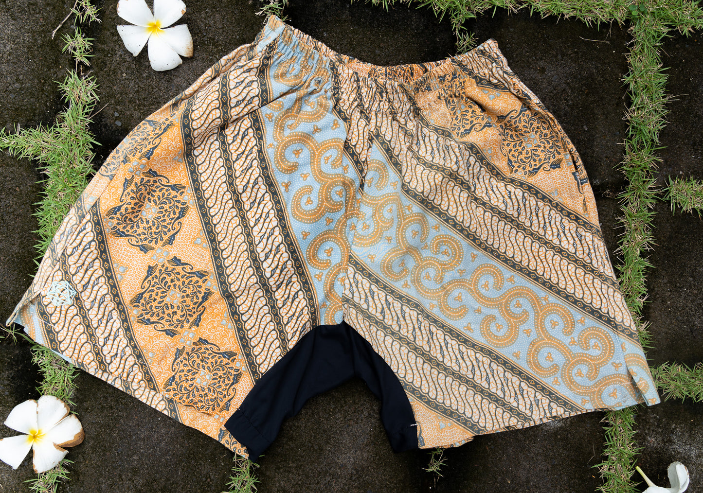 Batik Short M30 Teal Parang